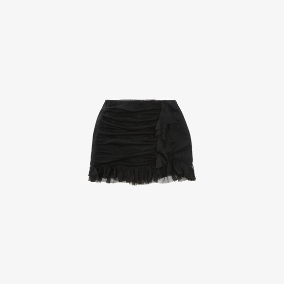 ZARA Black Mesh Ruffle Mini Skirt - Picture 1 of 2